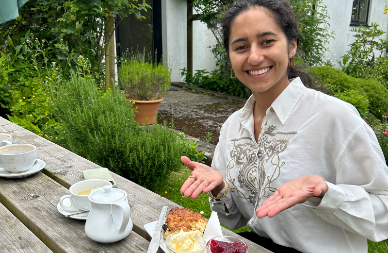 Isabel Saxby putting cream first just like she'll put you first