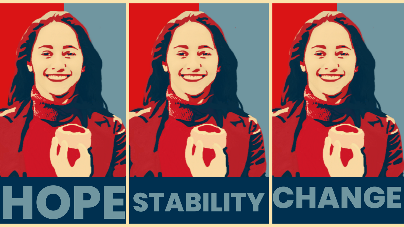 Isabel Saxby rendered in the style of the Barack Obama, 'Hope' image by Shepard Fairey